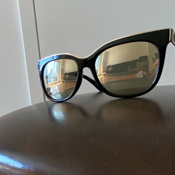 DVF Diane Von Furstenberg brown square cat eye sunglasses reflective main image 13